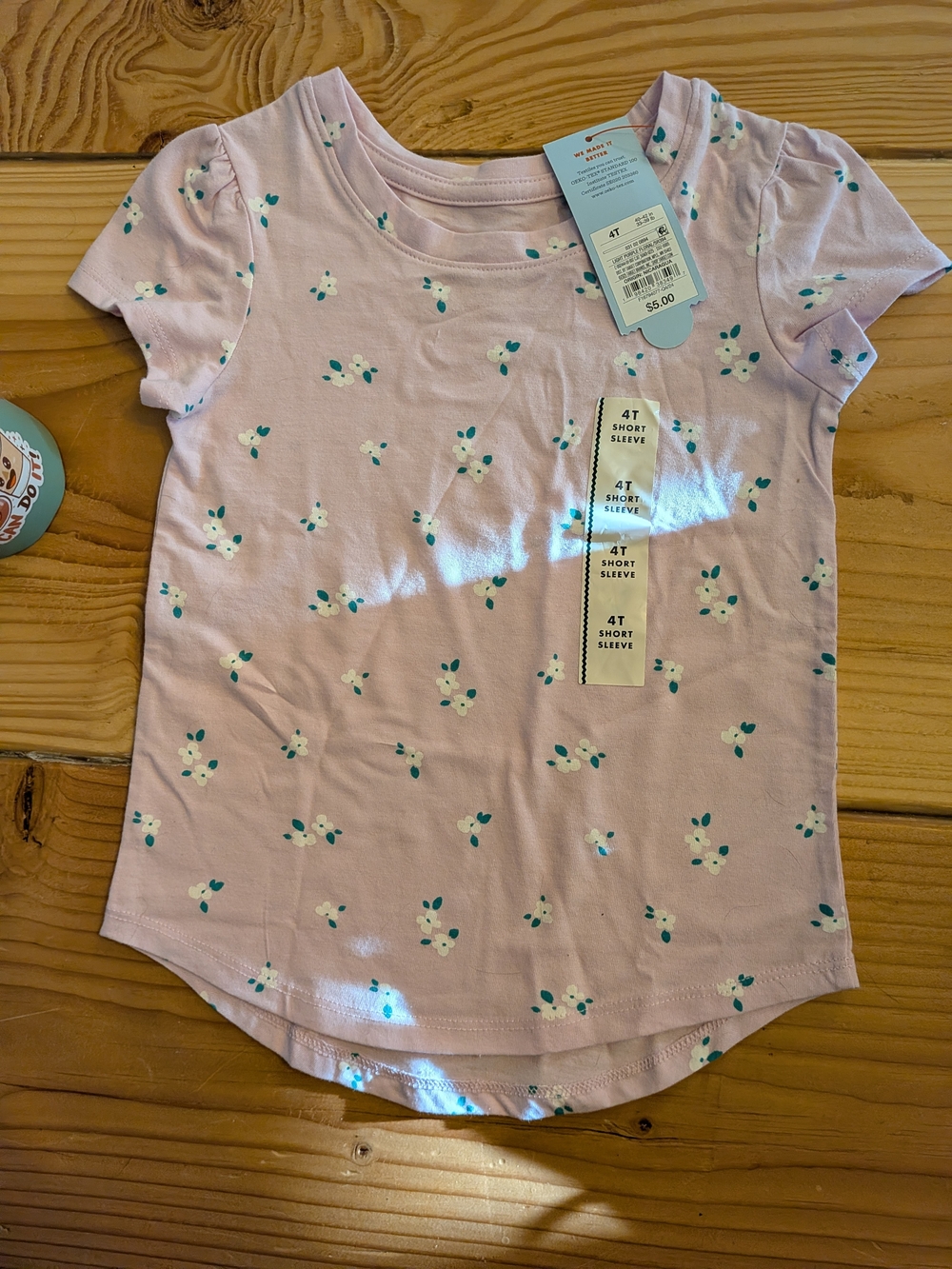 Target Light Purple Short Sleeve Tee with Teal and White Floral Print 4T NWT
